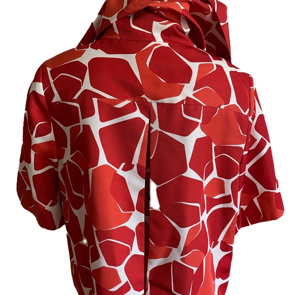 -Classiques Entier Cropped Silk Jacket - M red /off white , silk  NEVER WORN - Picture 2 of 3